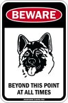 画像1: [MAGSIGN] この先いつも秋田犬に注意/配慮/警戒 BEYOND THIS POINT AT ALL TIME マグネット＆ステッカー AKITA INU ローマ字ロゴ入り 車/屋外用 日本製 (1)