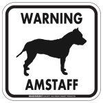 画像1: [MAGSIGN] WARNING AMSTAFF マグネット＆ステッカー：アメスタ(ホワイト/イエロー/オレンジ) 注意 英語 正方形 車＆屋外用(防水性/耐光性) 日本製 (1)