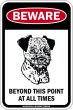 画像1: [MAGSIGN] この先いつもボーダーテリアに注意/配慮/警戒 BEYOND THIS POINT AT ALL TIME マグネット＆ステッカー BORDER TERRIER ローマ字ロゴ入り 車/屋外用 日本製 (1)