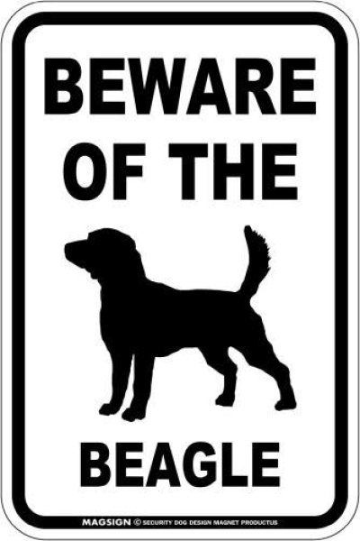 画像1: [MAGSIGN] ビーグル 注意 英語 マグネット＆ステッカー BEWARE OF THE BEAGLE 車/屋外用 日本製 (1)