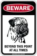 画像1: [MAGSIGN] この先いつもブルマスティフに注意/配慮/警戒 BEYOND THIS POINT AT ALL TIME マグネット＆ステッカー BULL MASTIFF ローマ字ロゴ入り 車/屋外用 日本製 (1)