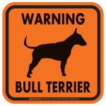 画像3: [MAGSIGN] WARNING BULL TERRIER マグネット＆ステッカー：ブルテリア(ホワイト/イエロー/オレンジ) 注意 英語 正方形 車＆屋外用(防水性/耐光性) 日本製 (3)