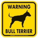 画像2: [MAGSIGN] WARNING BULL TERRIER マグネット＆ステッカー：ブルテリア(ホワイト/イエロー/オレンジ) 注意 英語 正方形 車＆屋外用(防水性/耐光性) 日本製 (2)