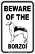 画像2: [MAGSIGN] ボルゾイ 注意 英語 マグネット＆ステッカー BEWARE OF THE BORZOI 車/屋外用 日本製 (2)