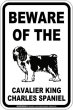 画像2: [MAGSIGN] キャバリアキングチャールズスパニエル 注意 英語 マグネット＆ステッカー BEWARE OF THE CAVALIER KING CHARLES SPANIEL 車/屋外用 日本製 (2)