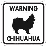 画像1: [MAGSIGN] WARNING CHIHUAHUA マグネット＆ステッカー：ロングコートチワワ(ホワイト/イエロー/オレンジ) 注意 英語 正方形 車＆屋外用(防水性/耐光性) 日本製 (1)