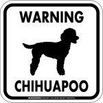 画像1: [MAGSIGN] WARNING CHIHUAPOO マグネット＆ステッカー：チワプー(ホワイト/イエロー/オレンジ) 注意 英語 正方形 車＆屋外用(防水性/耐光性) 日本製 (1)