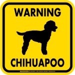 画像2: [MAGSIGN] WARNING CHIHUAPOO マグネット＆ステッカー：チワプー(ホワイト/イエロー/オレンジ) 注意 英語 正方形 車＆屋外用(防水性/耐光性) 日本製 (2)