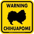 画像2: [MAGSIGN] WARNING CHIHUAPOME マグネット＆ステッカー：チワポメ(ホワイト/イエロー/オレンジ) 注意 英語 正方形 車＆屋外用(防水性/耐光性) 日本製 (2)