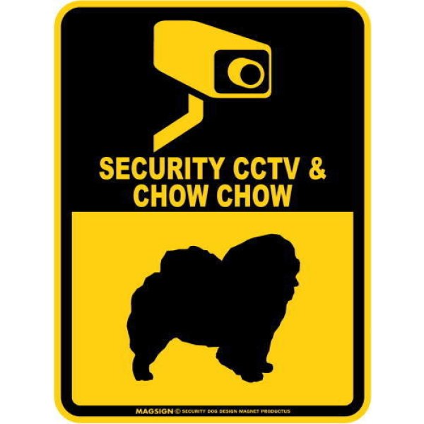 画像1: チャウチャウ＆防犯カメラ 監視 警戒中 英語 マグサイン(マグネット/ステッカー)：SECURITY CCTV ＆ CHOW CHOW [MAGSIGN] (1)