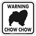 画像1: [MAGSIGN] WARNING CHOW CHOW マグネット＆ステッカー：チャウチャウ(ホワイト/イエロー/オレンジ) 注意 英語 正方形 車＆屋外用(防水性/耐光性) 日本製 (1)