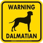 画像2: [MAGSIGN] WARNING DALMATIAN マグネット＆ステッカー：ダルメシアン(ホワイト/イエロー/オレンジ) 注意 英語 正方形 車＆屋外用(防水性/耐光性) 日本製 (2)