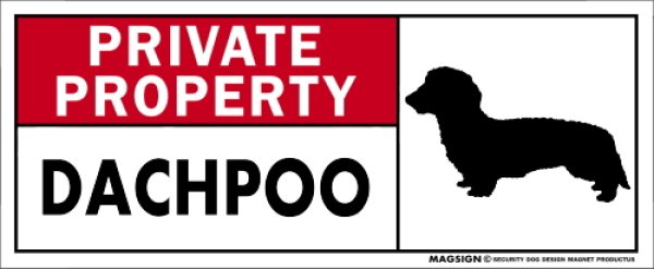 画像1: [MAGSIGN] ダップー マグネット＆ステッカー 犬 英語 私的所有権・プライベート PRIVATE PROPERTY DACHPOO 対象:車(ドア/ガラス/ボディ)・屋外(玄関扉/窓ガラス/メールポスト) 日本製 (1)