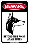 画像1: [MAGSIGN] この先いつもドーベルマンに注意/配慮/警戒 BEYOND THIS POINT AT ALL TIME マグネット＆ステッカー DOBERMAN ローマ字ロゴ入り 車/屋外用 日本製 (1)