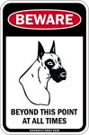 画像1: [MAGSIGN] この先いつもグレートデーンに注意/配慮/警戒 BEYOND THIS POINT AT ALL TIME マグネット＆ステッカー GREAT DANE ローマ字ロゴ入り 車/屋外用 日本製 (1)