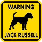 画像2: [MAGSIGN] WARNING JACK RUSSELL マグネット＆ステッカー：ジャックラッセル(ホワイト/イエロー/オレンジ) 注意 英語 正方形 車＆屋外用(防水性/耐光性) 日本製 (2)