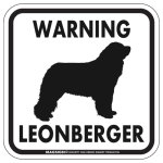 画像1: [MAGSIGN] WARNING LEONBERGER マグネット＆ステッカー：レオンベルガー(ホワイト/イエロー/オレンジ) 注意 英語 正方形 車＆屋外用(防水性/耐光性) 日本製 (1)