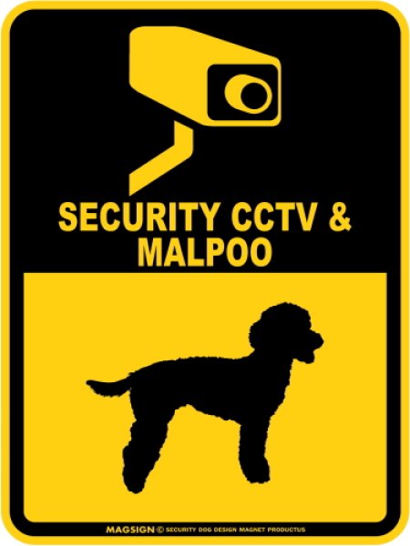 画像1: マルプー＆防犯カメラ 監視 警戒中 英語 マグサイン(マグネット/ステッカー)：SECURITY CCTV ＆ MALPOO [MAGSIGN] (1)