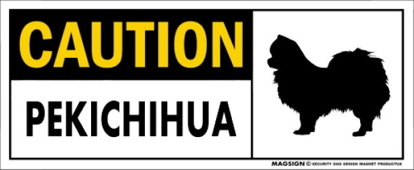 画像1: [MAGSIGN] ペキチワ マグネット＆ステッカー 英語 警戒 CAUTION PEKICHIHUA 対象:車(ドア/ガラス/ボディ)・屋外(玄関扉/窓ガラス/メールポスト) 日本製 (1)