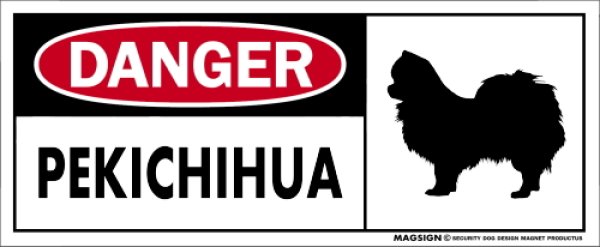 画像1: [MAGSIGN] ペキチワ マグネット＆ステッカー 英語 危ない 危険 DANGER PEKICHIHUA 対象:車(ドア/ガラス/ボディ)・屋外(玄関扉/窓ガラス/メールポスト) 日本製 (1)