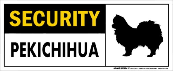 画像1: [MAGSIGN] ペキチワ セキュリティーマグネット＆ステッカー 英語 警備 防犯 SECURITY PEKICHIHUA 対象:車(ドア/ガラス/ボディ)・屋外(玄関扉/窓ガラス/メールポスト) 日本製 (1)