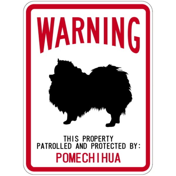 画像1: [MAGSIGN] POMECHIHUA 注意 英語 WARNING 警告/保護/警戒 車 屋外用 マグネット＆ステッカー 日本製：ポメチワ (1)