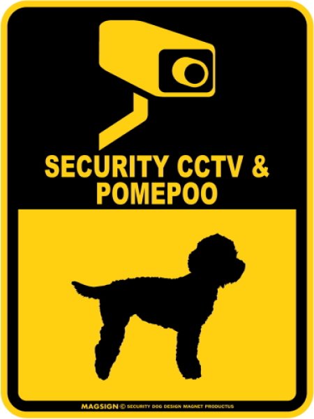 画像1: ポメプー＆防犯カメラ 監視 警戒中 英語 マグサイン(マグネット/ステッカー)：SECURITY CCTV ＆ POMEPOO [MAGSIGN] (1)