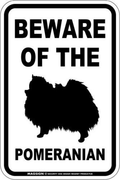 画像1: [MAGSIGN] ポメラニアン 注意 英語 マグネット＆ステッカー BEWARE OF THE POMERANIAN 車/屋外用 日本製 (1)