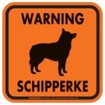 画像3: [MAGSIGN] WARNING SCHIPPERKE マグネット＆ステッカー：スキッパーキ(ホワイト/イエロー/オレンジ) 注意 英語 正方形 車＆屋外用(防水性/耐光性) 日本製 (3)