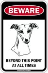 画像1: [MAGSIGN] この先いつもウィペットに注意/配慮/警戒 BEYOND THIS POINT AT ALL TIME マグネット＆ステッカー WHIPPET ローマ字ロゴ入り 車/屋外用 日本製 (1)