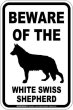 画像1: [MAGSIGN] ホワイトスイスシェパード 注意 英語 マグネット＆ステッカー BEWARE OF THE WHITE SWISS SHEPHERD 車/屋外用 日本製 (1)